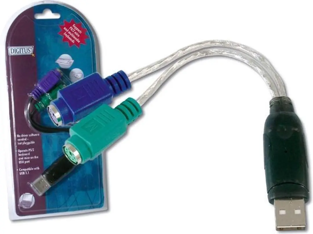 Digitus DA-70118 USB naar PS/2 Adapter - Transparant