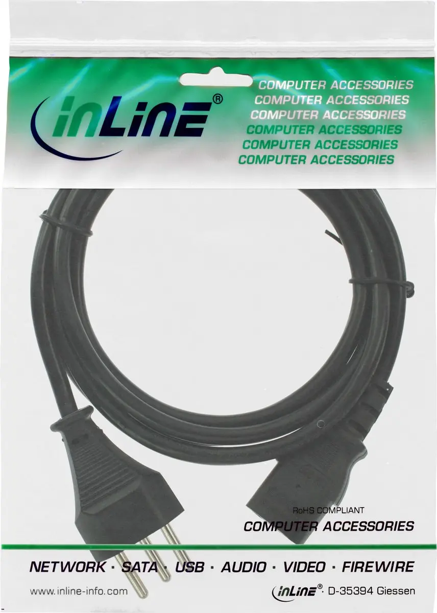 InLine 4043718015719 SEV 1011 C13 Kabel - 1,8m - Zwart