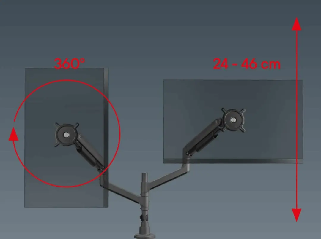 One For All DM5210 Monitorarm - 2 Monitoren - Max. 40kg - Zwart - afbeelding 6 van 6