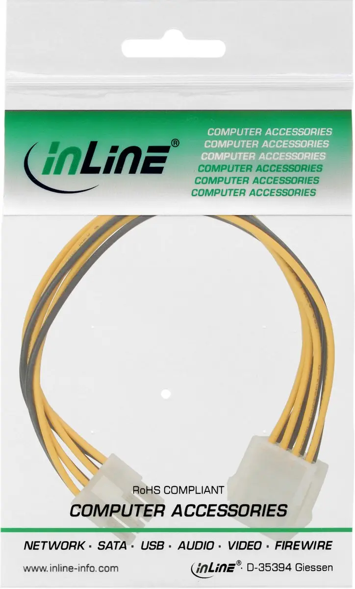 InLine EPS 8-pins Verlengkabel 0,20m - Meerkleurig