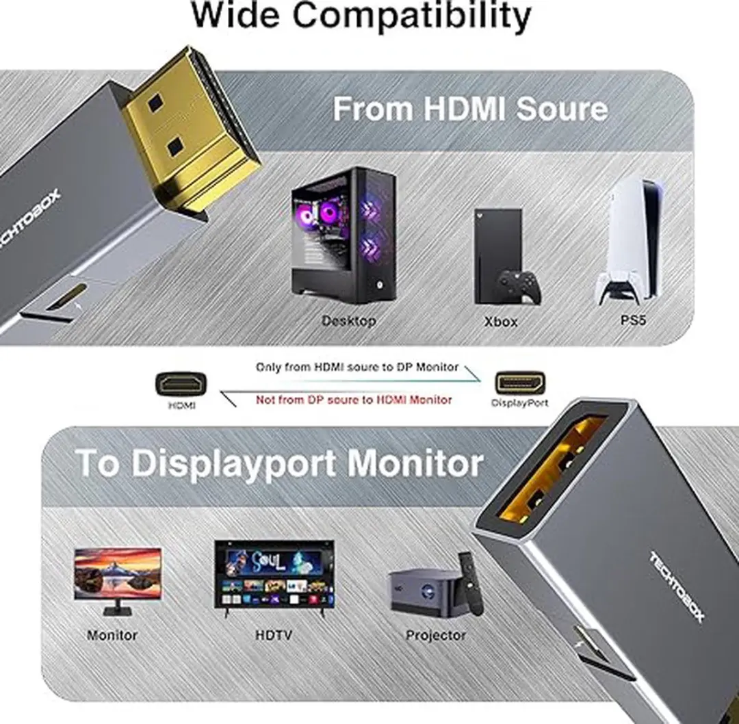 NÖRDIC DPHM-104 DisplayPort naar HDMI Kabel 4K60Hz - 18Gbps - 20cm - Zwart/Grijs