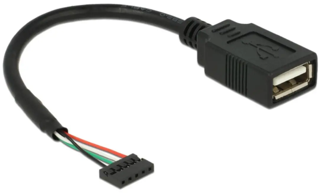 Delock USB 2.0 Kabel 5-pins Header Female naar Type-A Female 15cm