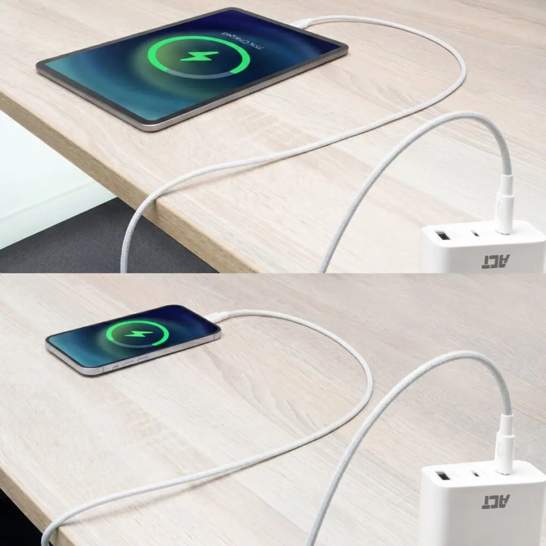 ACT AC3085 USB-C naar USB-C Kabel 240W - Wit - 2m