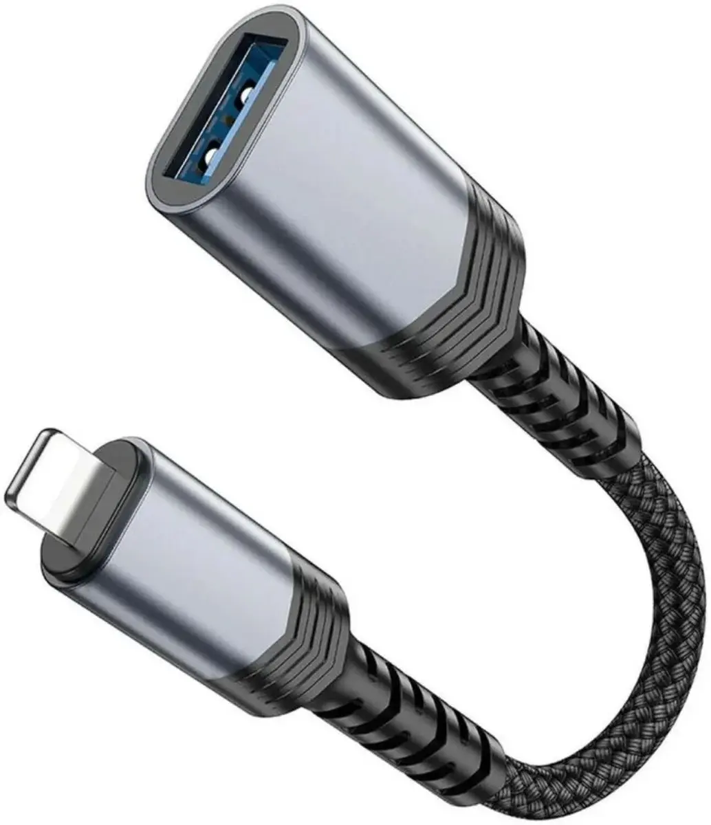 Hoco UA24 Lightning naar USB-A Converter - Zwart/Grijs