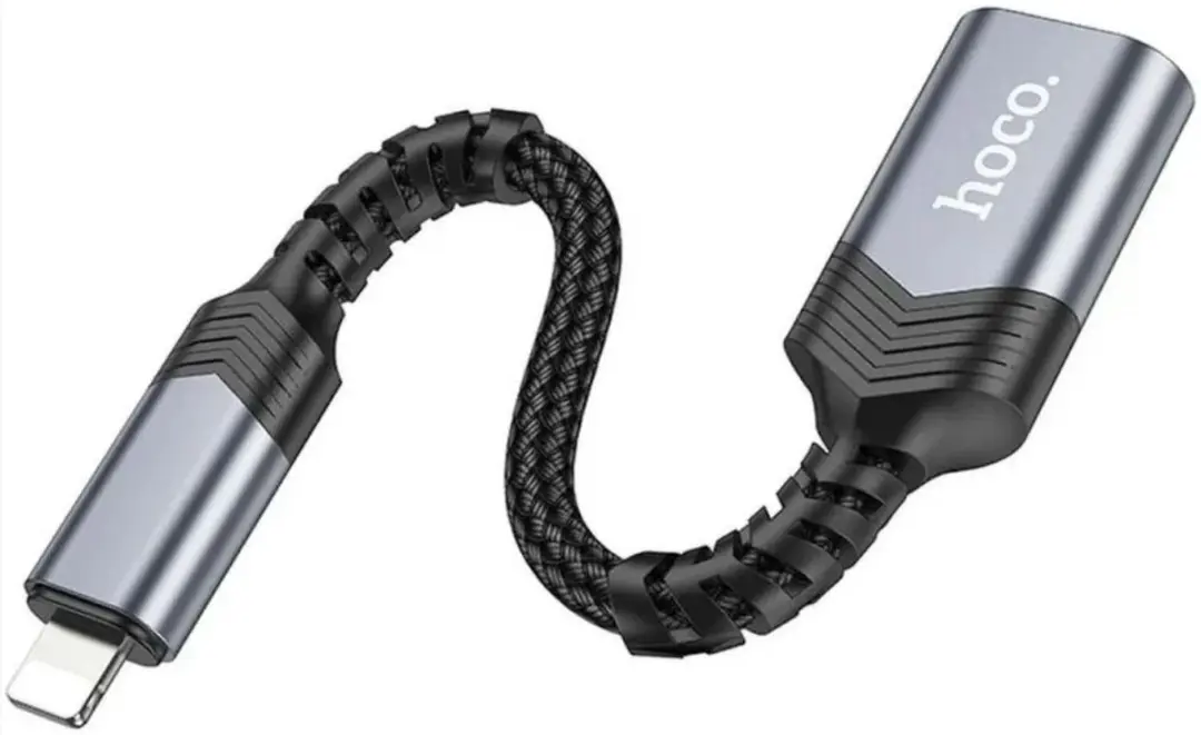 Hoco UA24 Lightning naar USB-A Converter - Zwart/Grijs - afbeelding 6 van 6