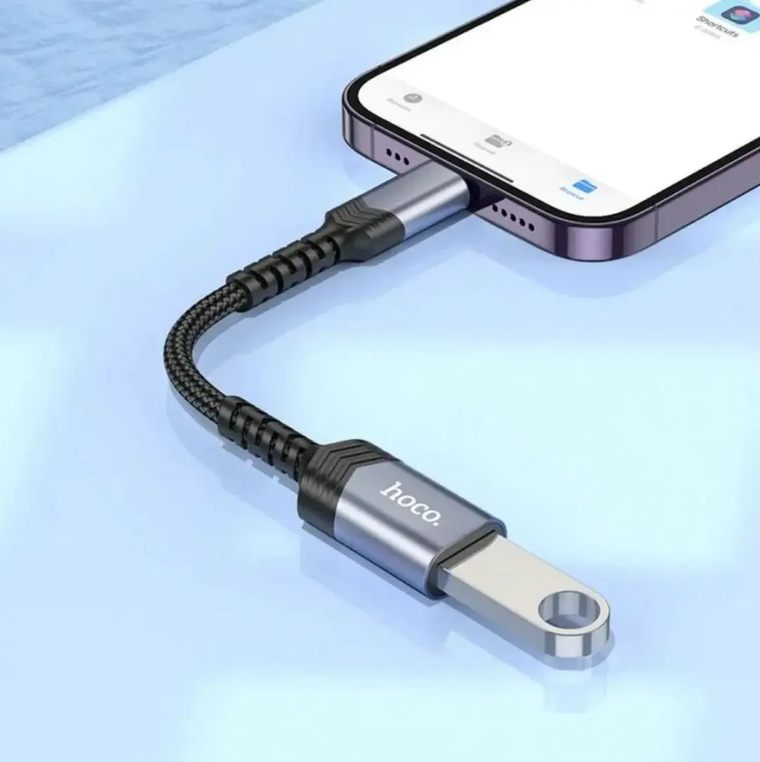 Hoco UA24 Lightning naar USB-A Converter - Zwart/Grijs