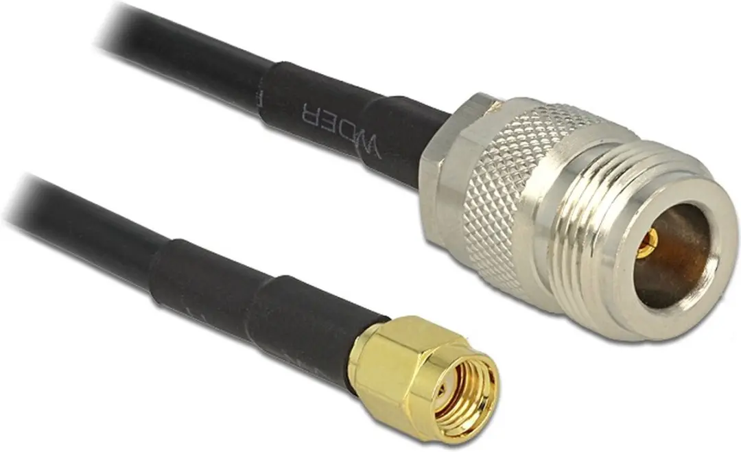 Delock RP-SMA Stecker N Buchse LMR195 3m - Zwart