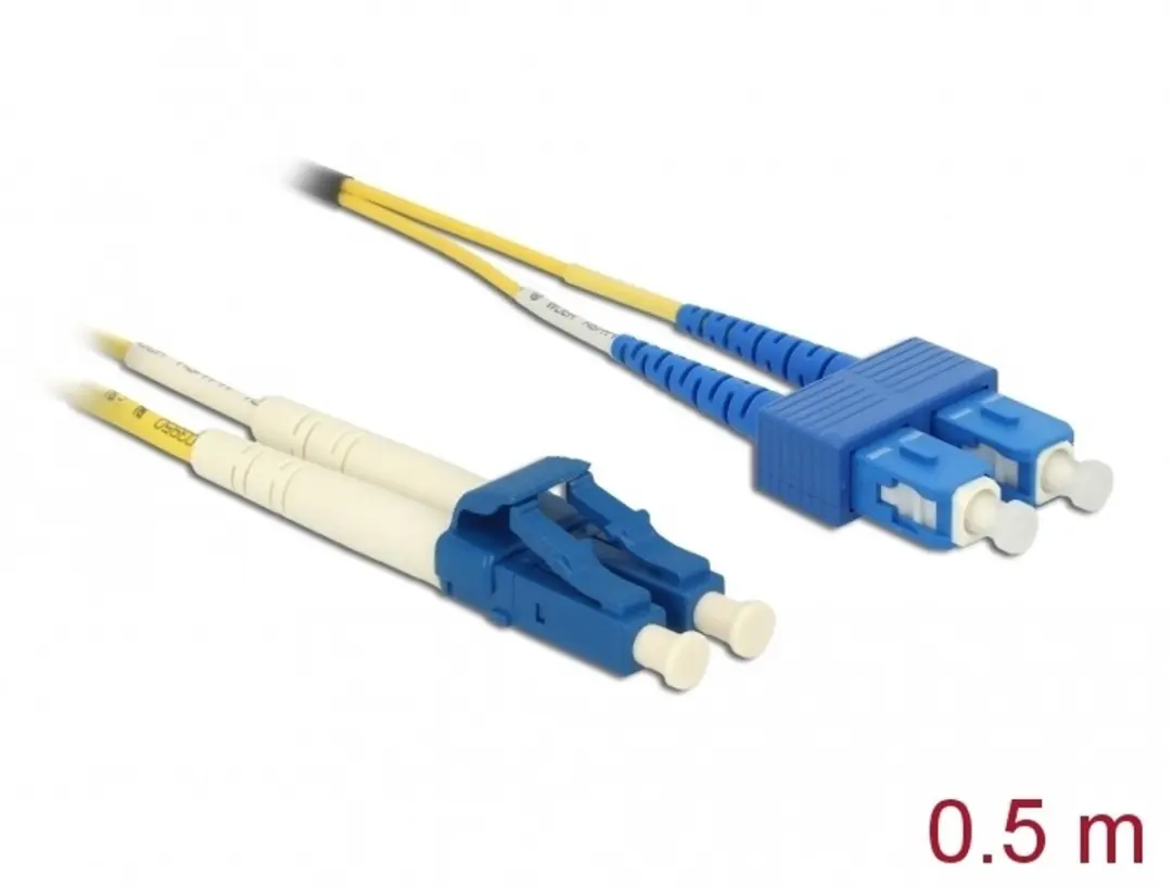 Delock LC naar SC Singlemode OS2 Glasvezelkabel 0.5m