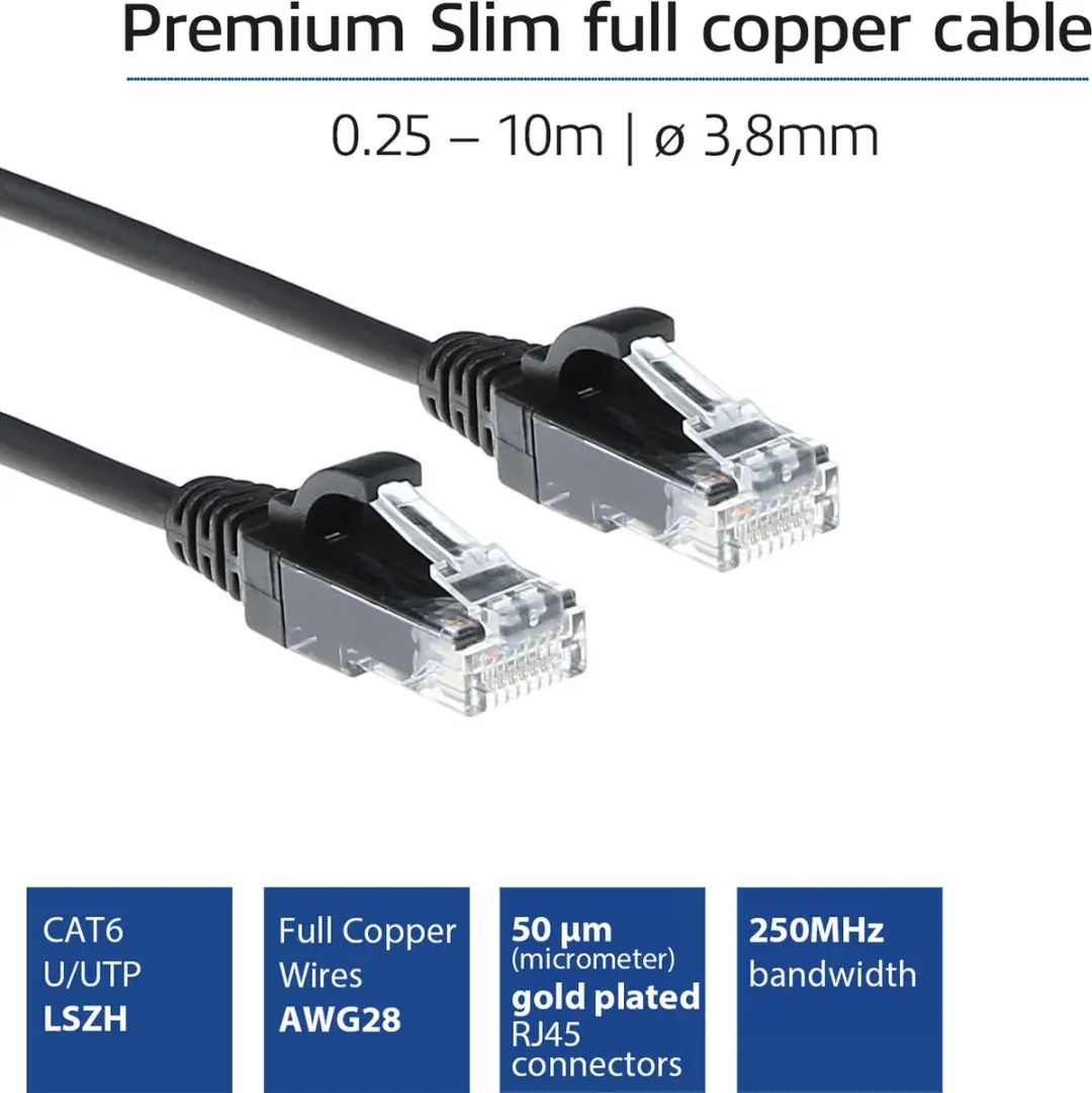 ACT DC9952 CAT6 Patchkabel 0,25m - Zwart