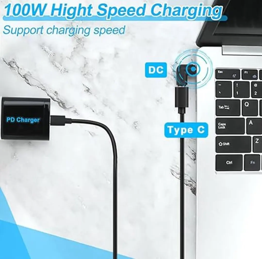 NÖRDIC USB-C Adapter DC 7,9x5,5mm 100W - Zwart
