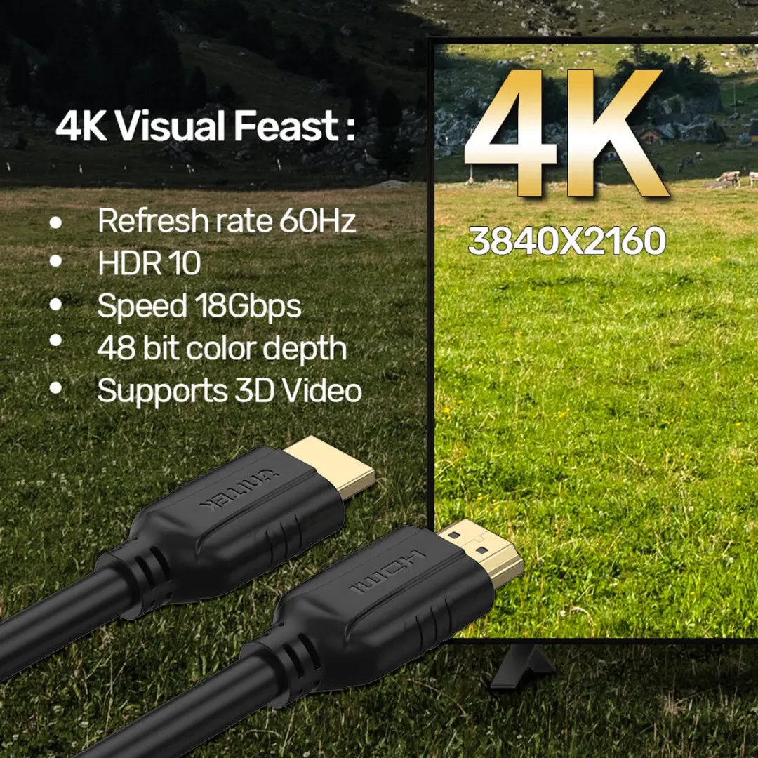 UNITEK C11079BK-5M HDMI Kabel - 5m - Zwart - afbeelding 6 van 6