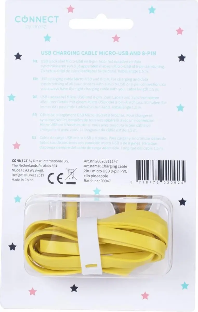 Kangaro 2in1 USB-Cabel Micro USB & 8-pin - Geel