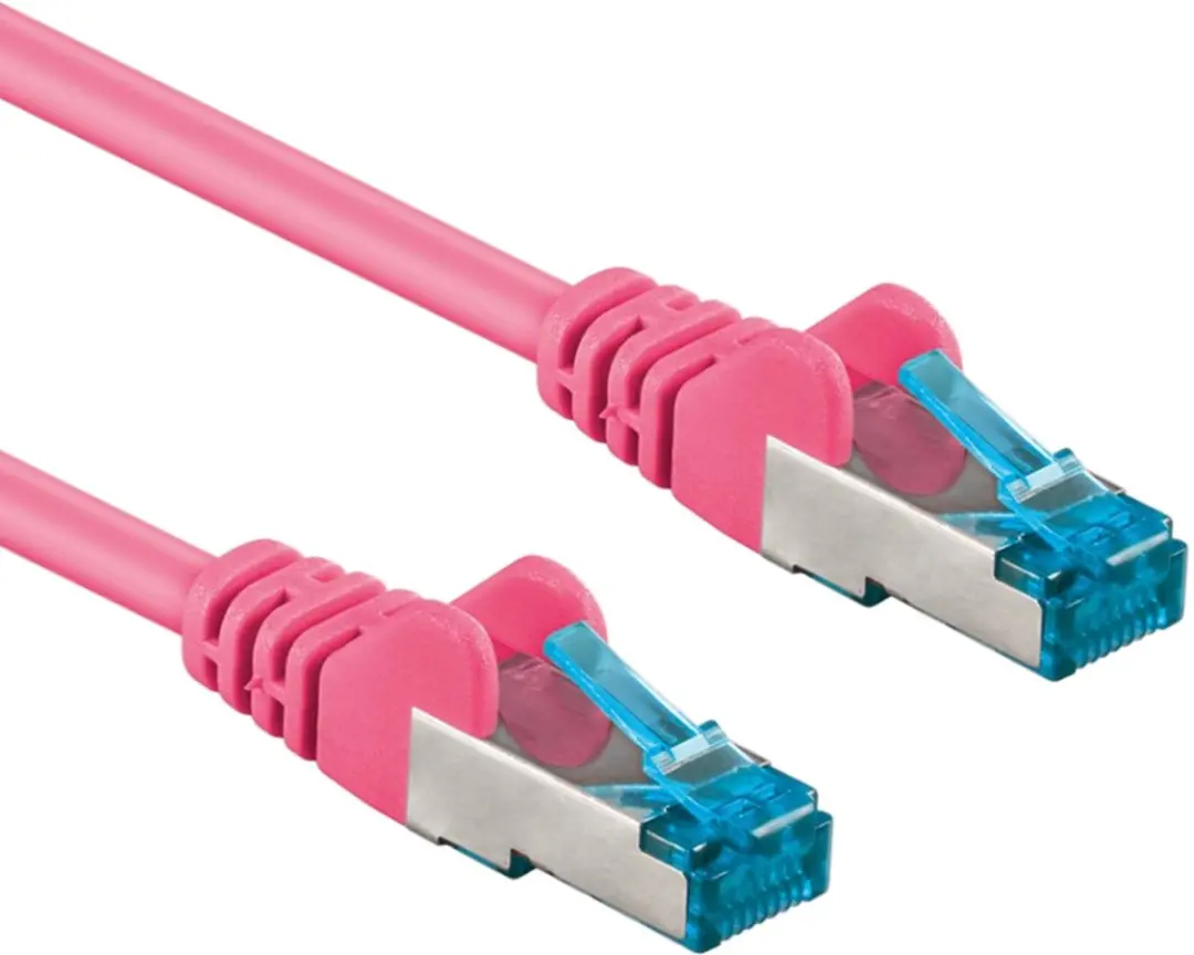 Goobay S/FTP CAT6a Netwerkkabel 0,25m - Roze - 10 Stuks