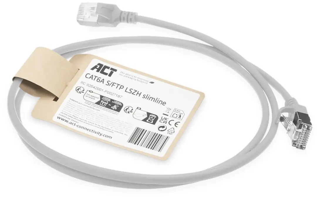 ACT DB7051 Patchkabel CAT6A S/FTP Grijs 1,5m - RJ45