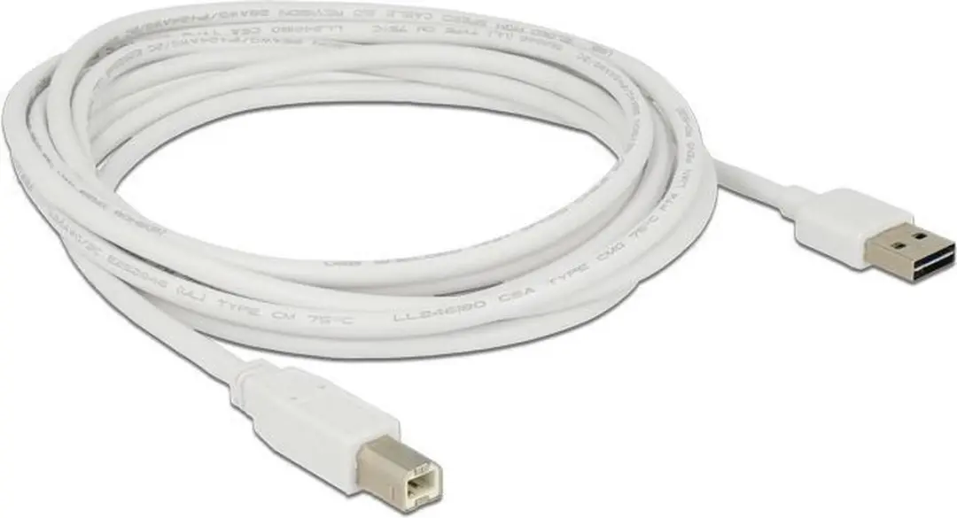 Delock USB-A naar USB-B Kabel 2.0 - 3m - Wit