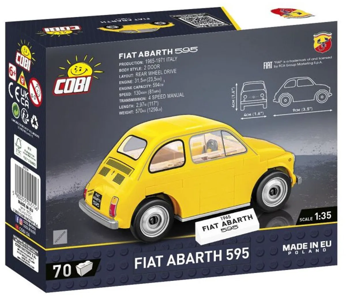 Cobi Fiat Abarth 595 COBI-24514 - 70 Stukken - Meerkleurig