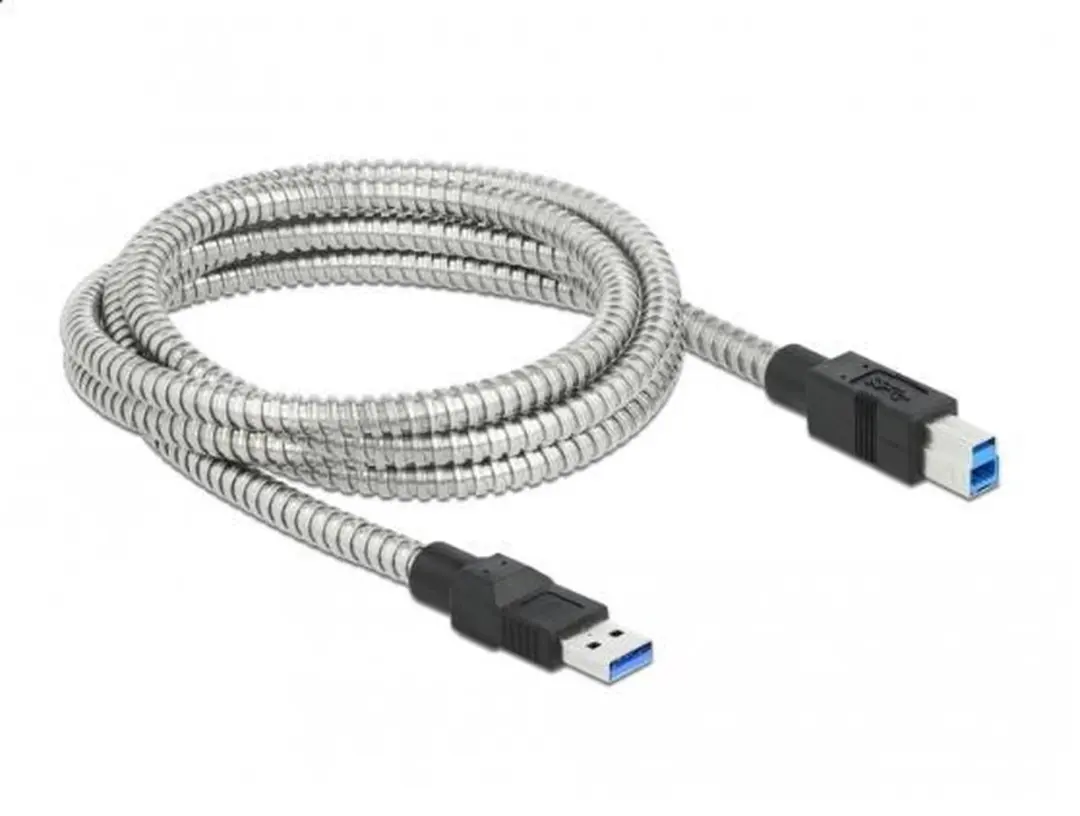 Delock USB 3.2 Gen 1 Kabel A-male naar B-male 2m - Zilver