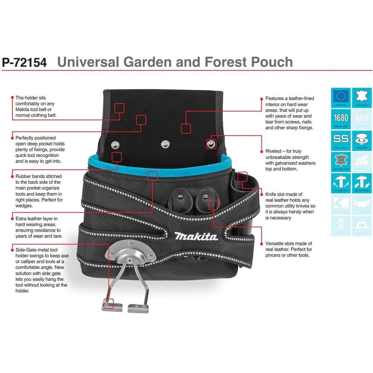 Makita P-72154 Gordeltas Universeel Tuingereedschap - Zwart - afbeelding 3 van 3
