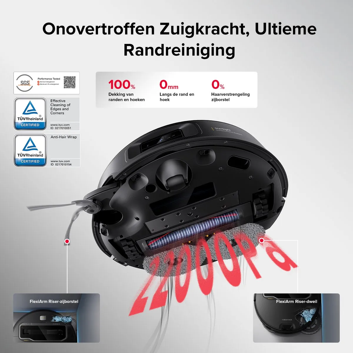 Roborock Saros Z70 Robotstofzuiger & Dweilrobot - 22.000 Pa - Zwart