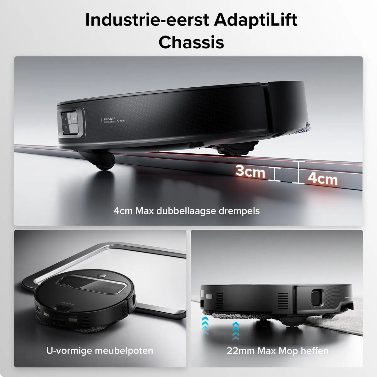 Roborock Saros Z70 Robotstofzuiger & Dweilrobot - 22.000 Pa - Zwart
