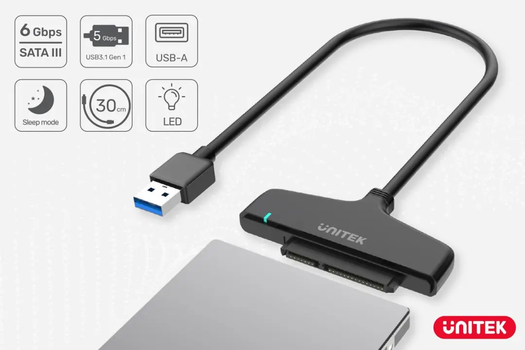 Unitek USB 3.0 naar SATA III Adapterkabel - Zwart