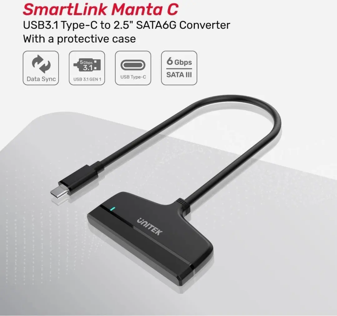 Unitek USB 3.0 naar SATA III Adapterkabel - Zwart - afbeelding 6 van 6