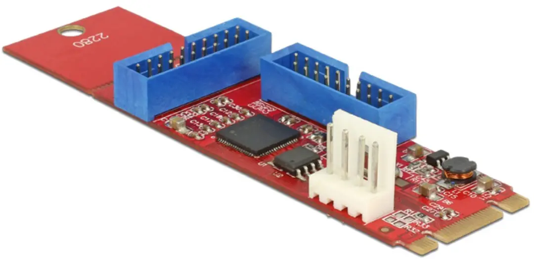 Delock M.2 Key B+M naar 2x USB 5Gbps Pin Header - Zwart - afbeelding 6 van 6