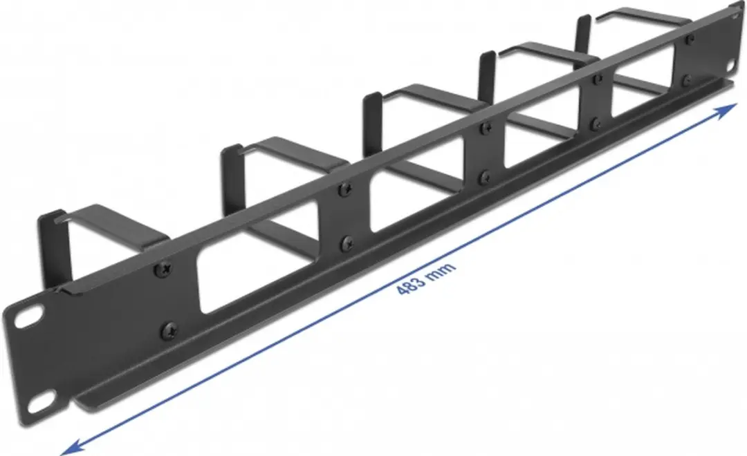 Delock 19" Kabelmanagement Routingpaneel 1U - 4 Openingen - 5 Haken - Zwart