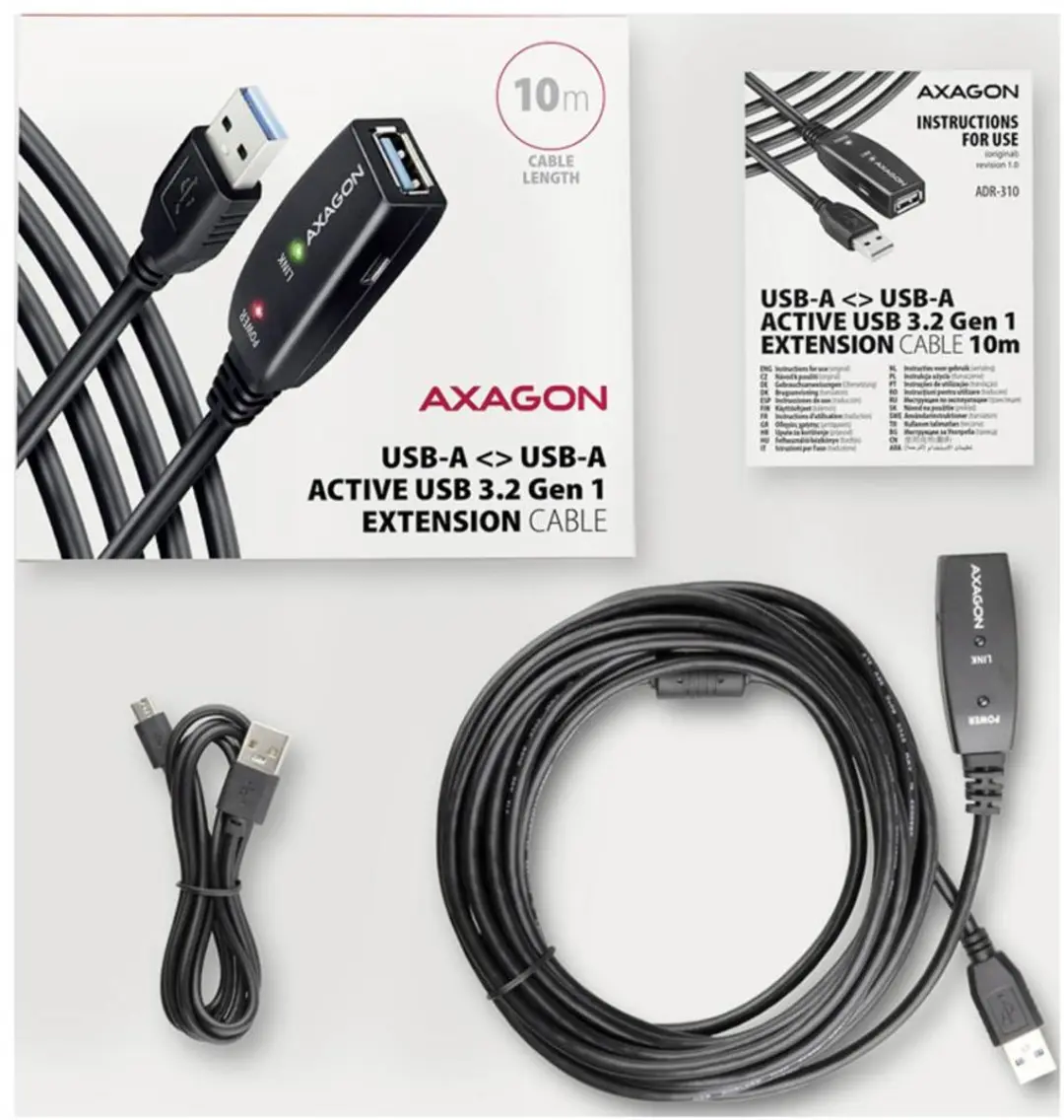 Axagon ADR-310 USB 3.2 Gen1 Kabel - USB-A - 10m - afbeelding 6 van 6