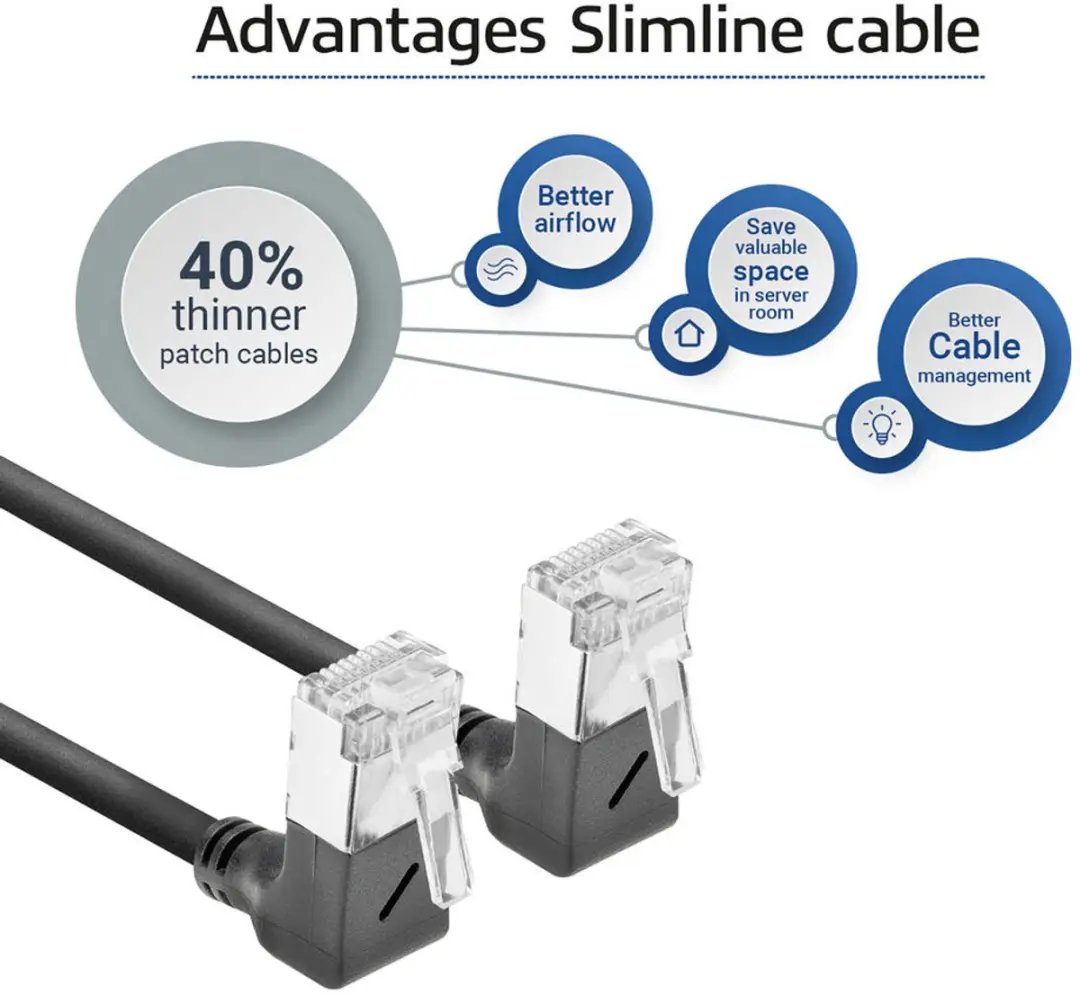 ACT DA6951 Patchkabel CAT6A U/FTP 1,5m - 90° RJ45 - Zwart