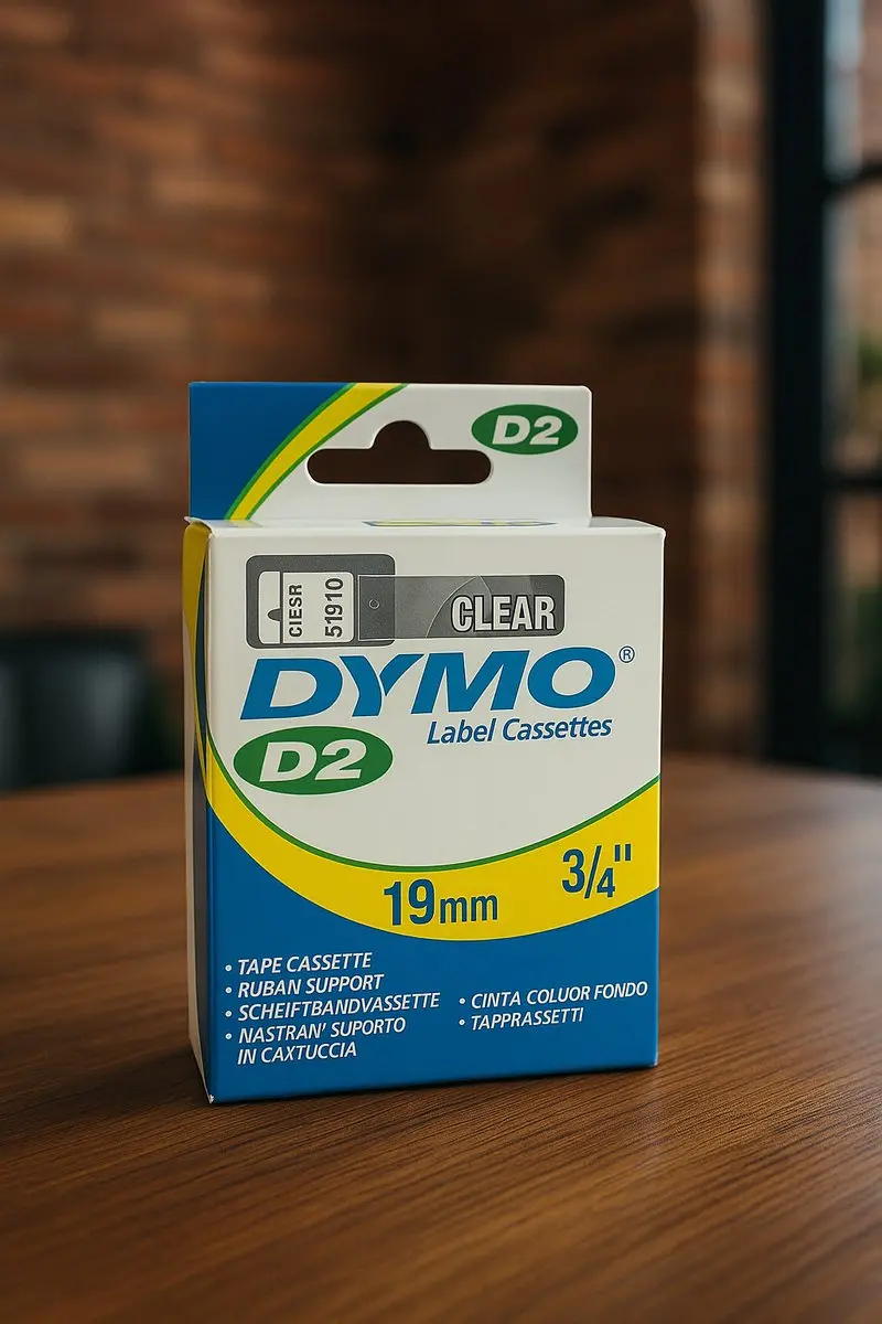 Dymo D2 Lettertape 61910 - 19mm x 10m - Transparant