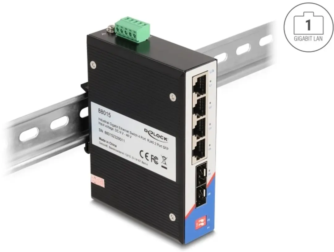 Delock Industrial Gigabit Ethernet Switch 4x RJ45 2x SFP