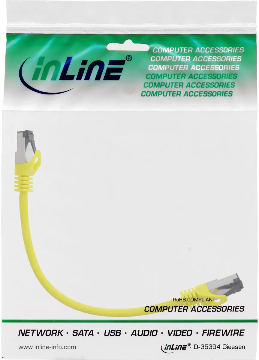 InLine Patchkabel S/FTP Cat.8.1 2000MHz Geel 0,3m