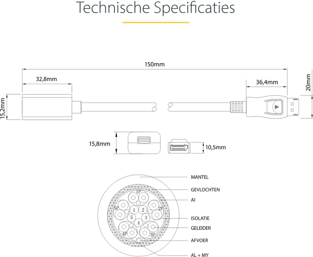Startech DisplayPort naar Mini DisplayPort Kabel M/F 15cm - Zwart