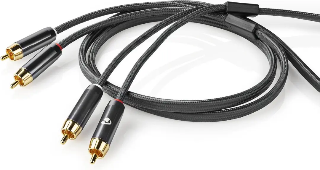 Nedis Stereo-Audiokabel RCA Male - 2x RCA - 1m - Verguld - Gun Metal Grijs