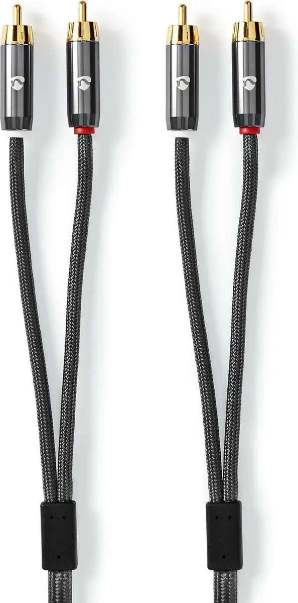 Nedis Stereo-Audiokabel RCA Male - 2x RCA - 1m - Verguld - Gun Metal Grijs