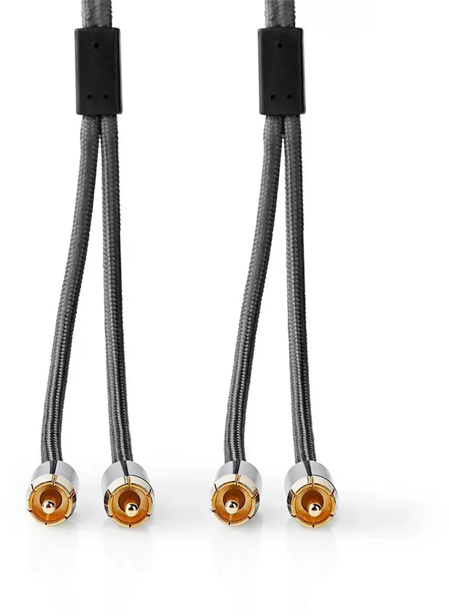 Nedis Stereo-Audiokabel RCA Male - 2x RCA - 1m - Verguld - Gun Metal Grijs