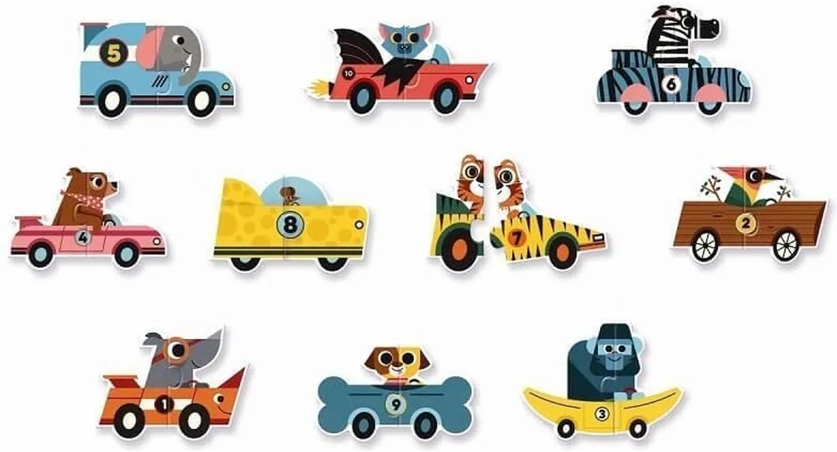 Djeco Puzzel Duo Racewagens DJ08148 - Multicolor - afbeelding 4 van 5