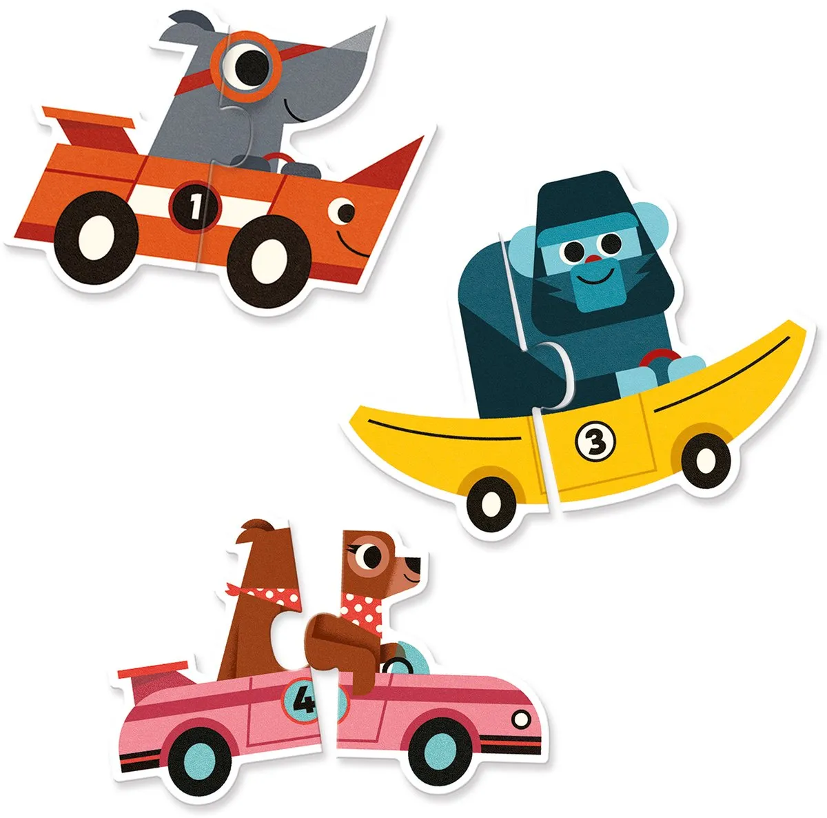 Djeco Puzzel Duo Racewagens DJ08148 - Multicolor - afbeelding 2 van 5