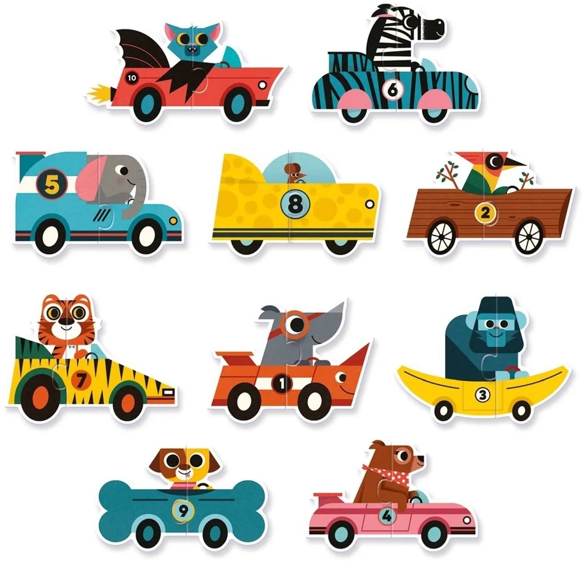 Djeco Puzzel Duo Racewagens DJ08148 - Multicolor - afbeelding 3 van 5