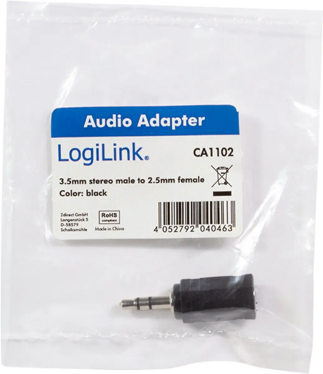Logilink 3,5mm naar 2,5mm Jack Adapter - Zwart