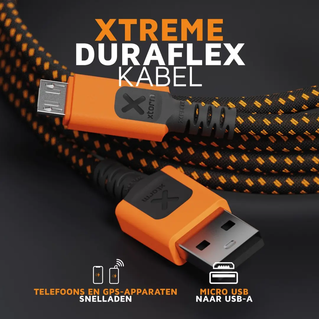 Xtorm Xtreme USB naar Micro USB Kabel 1,5m - Zwart/Oranje