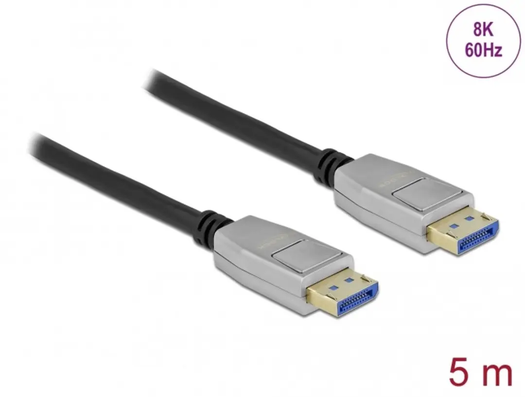 Delock DisplayPort Kabel DP2.1 10K 60Hz 5m - Metaal - Zwart
