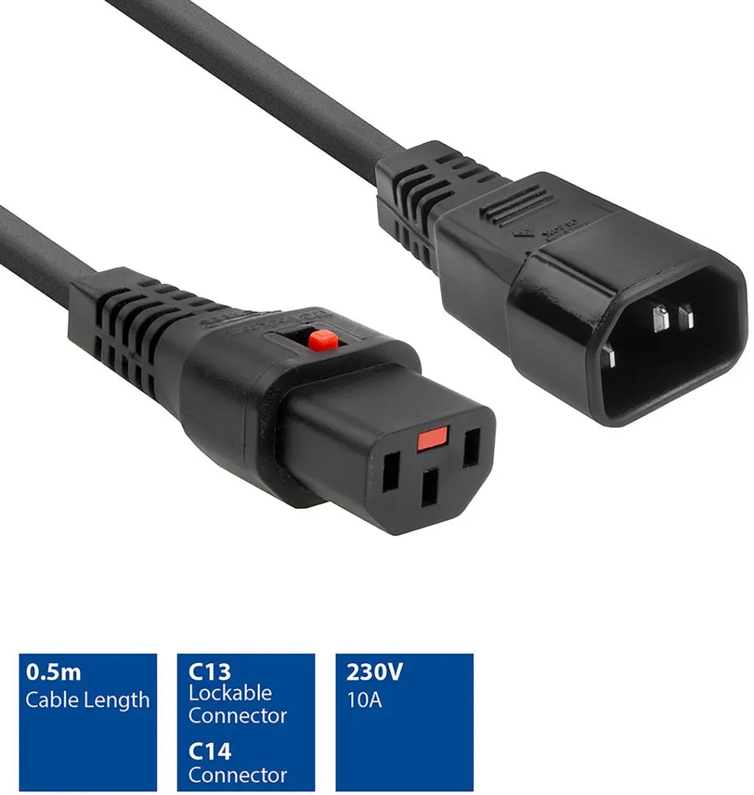 ACT PC1002 AK5190 Netsnoer C13-C14 - 0,5m - Zwart