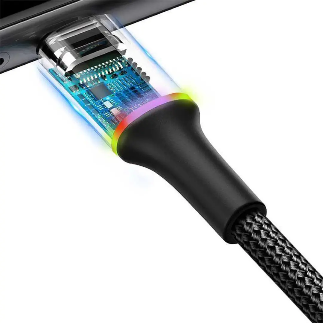 Baseus Halo Series Micro-USB Lichtgevende Kabel 2m - Zwart
