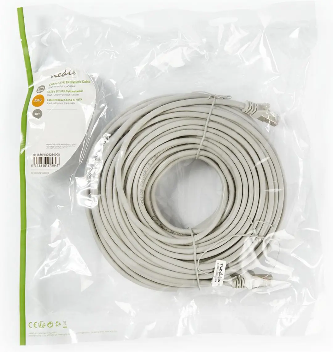 Nedis CAT5e Netwerkkabel CCGP85121GY300 - 30m - Grijs