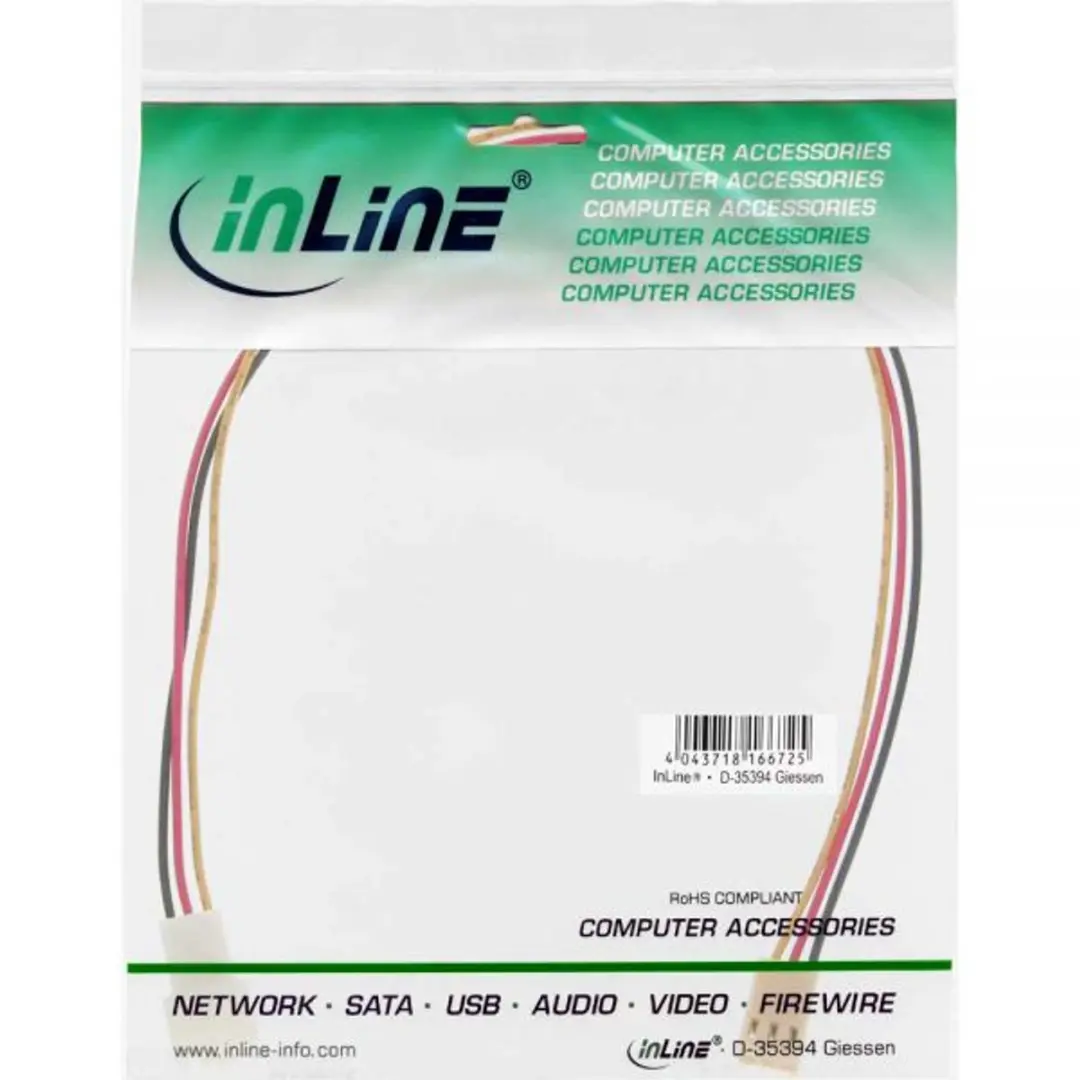 InLine Ventilatorkabel 3-pins Molex 0,3m - Meerkleurig
