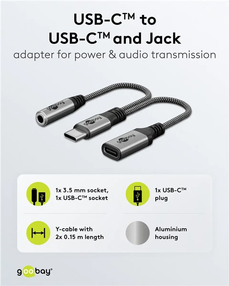Goobay USB-C naar USB-C & Jack 3.5mm Adapter - Zwart