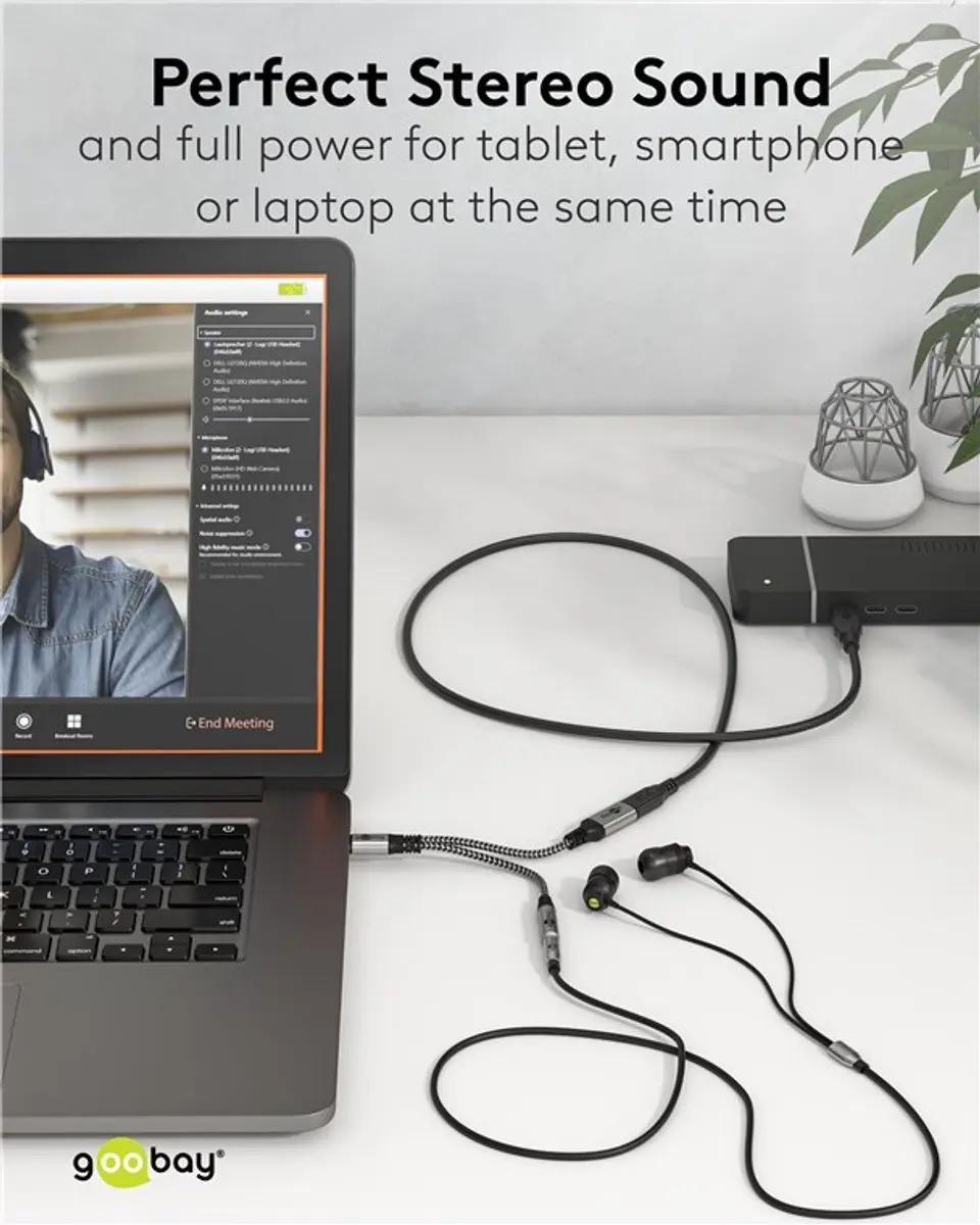 Goobay USB-C naar USB-C & Jack 3.5mm Adapter - Zwart