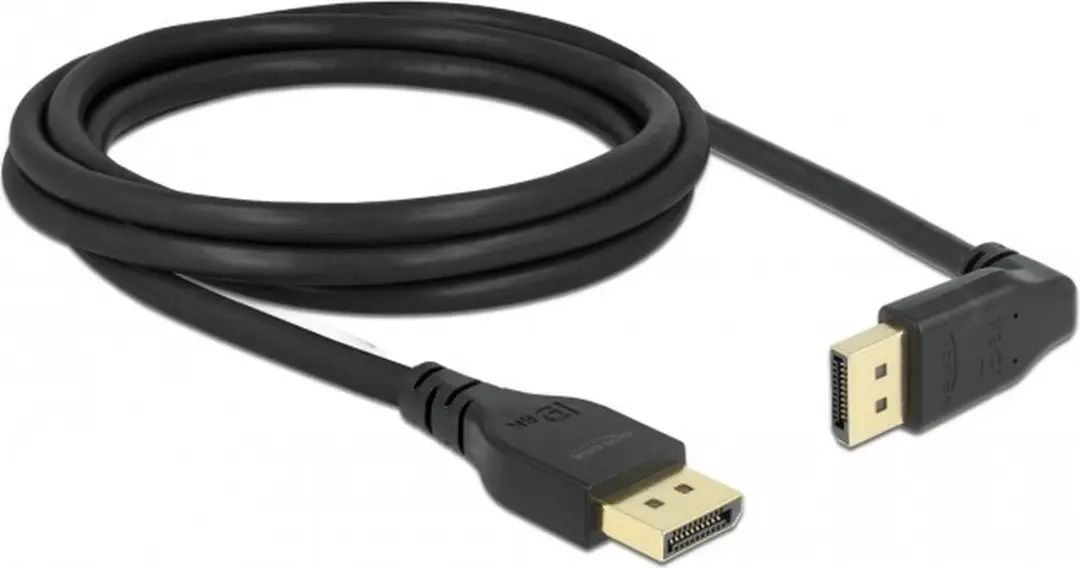 Delock DisplayPort Kabel 8K 60Hz 2m - 90° Hoek - Zwart
